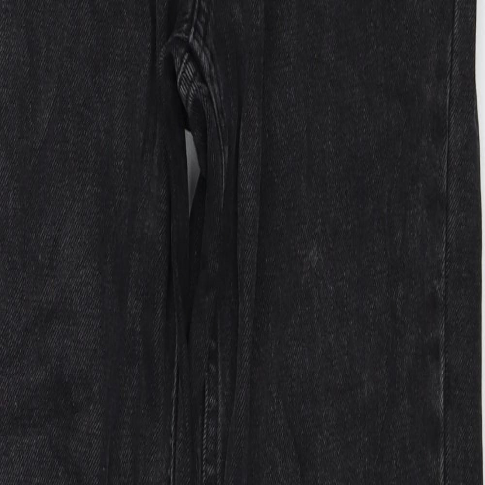 Topshop Womens Black Cotton Straight Jeans Size 26 in L34 in Regular Zip
