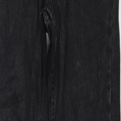 Topshop Womens Black Cotton Straight Jeans Size 26 in L34 in Regular Zip