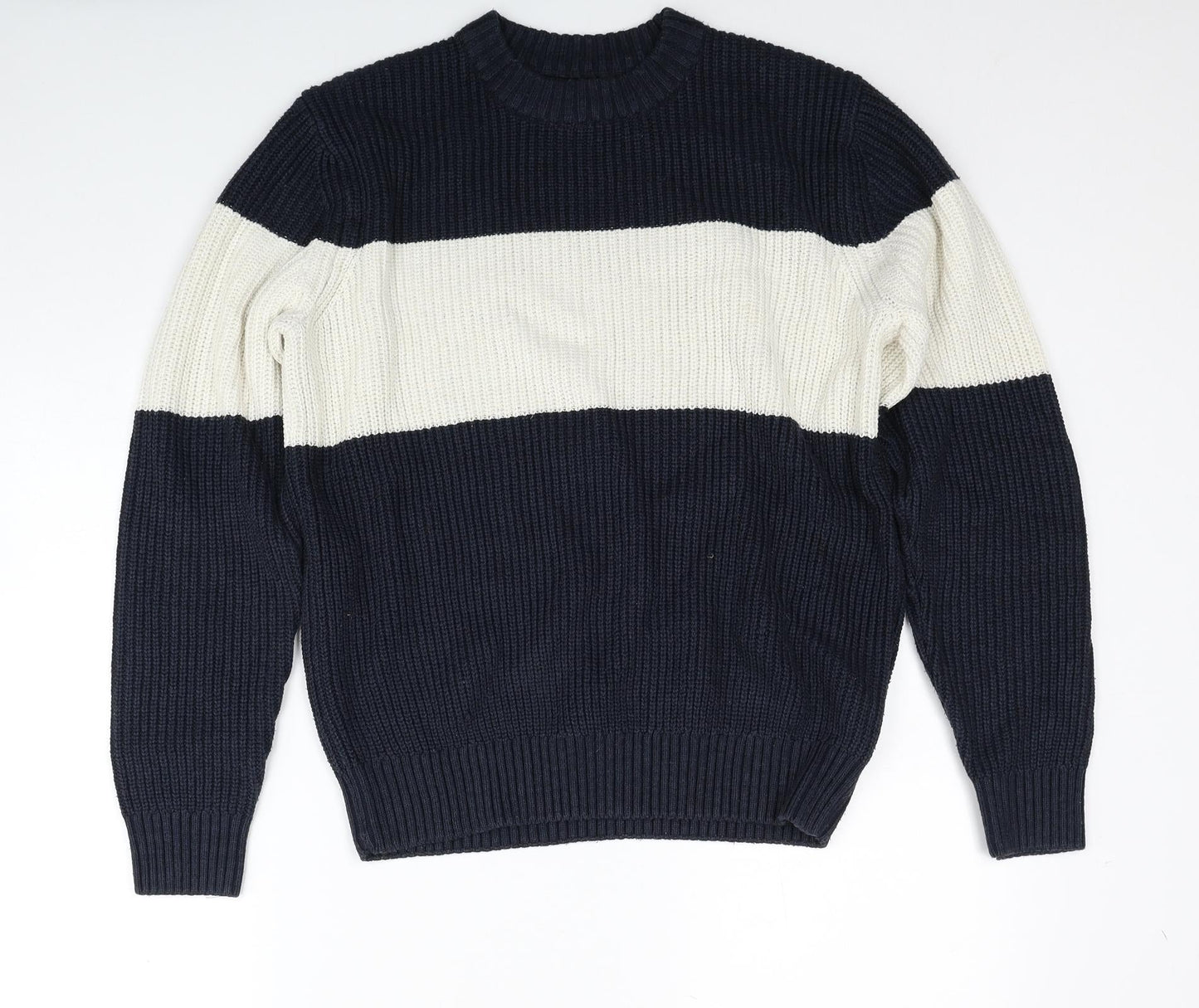 Primark Womens Blue Round Neck Acrylic Pullover Jumper Size S