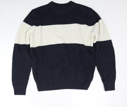 Primark Womens Blue Round Neck Acrylic Pullover Jumper Size S