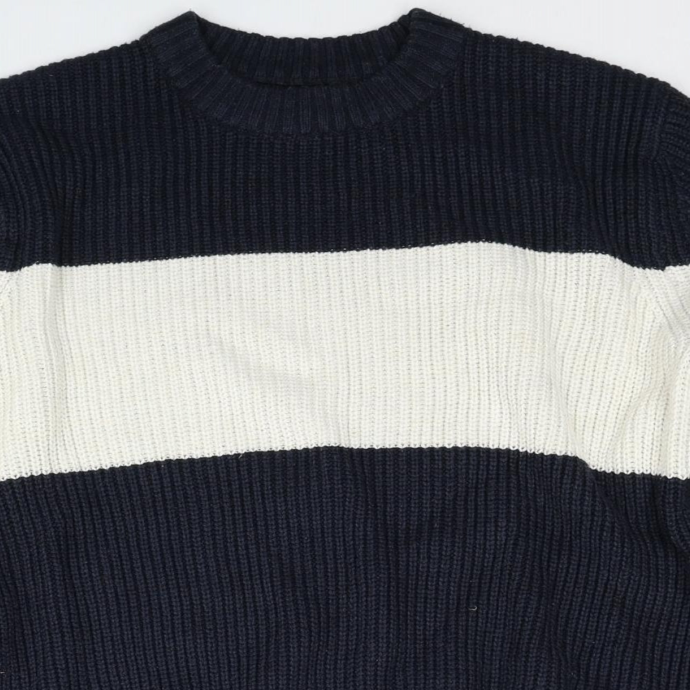 Primark Womens Blue Round Neck Acrylic Pullover Jumper Size S