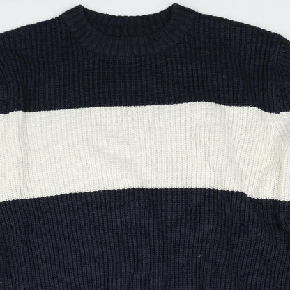 Primark Womens Blue Round Neck Acrylic Pullover Jumper Size S