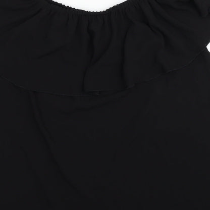 Queenie Womens Black Polyester Mini Size M Off the Shoulder Pullover - Size M-L
