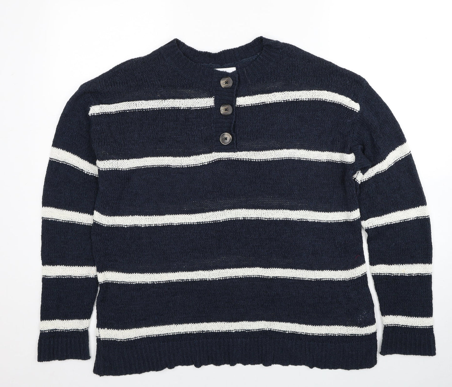 Womens UK Size L Papaya Blue Henley Jumper