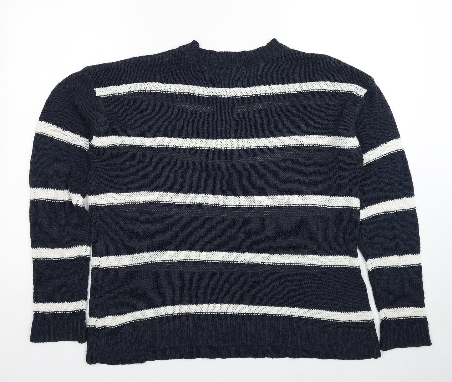 Womens UK Size L Papaya Blue Henley Jumper