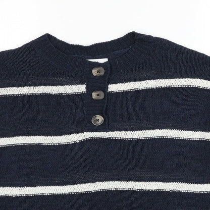 Womens UK Size L Papaya Blue Henley Jumper