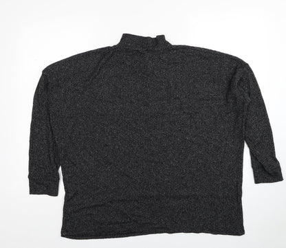 F&F Womens Black Mock Neck Viscose Pullover Jumper Size L