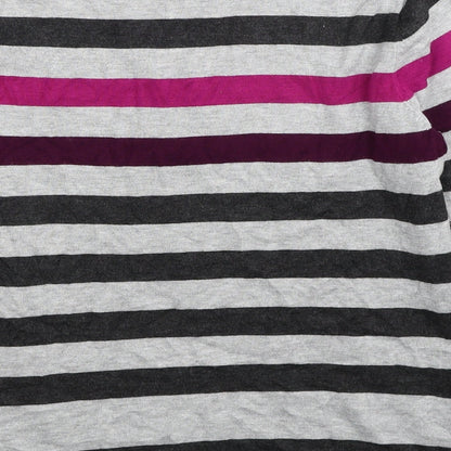 Country Casuals Womens Grey V-Neck Striped Viscose Pullover Jumper Size M