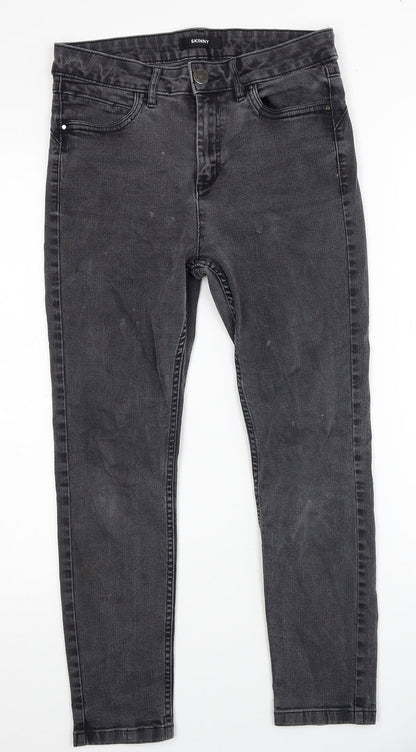 Per Una Womens Black Cotton Skinny Jeans Size 12 Regular Zip