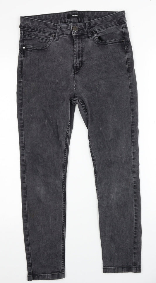 Per Una Womens Black Cotton Skinny Jeans Size 12 Regular Zip