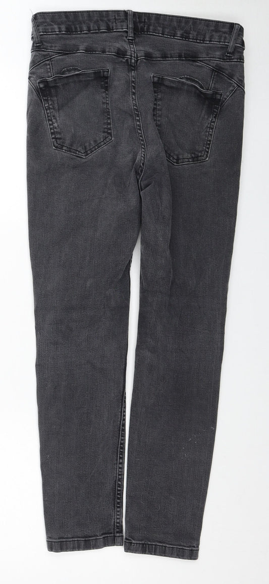 Per Una Womens Black Cotton Skinny Jeans Size 12 Regular Zip