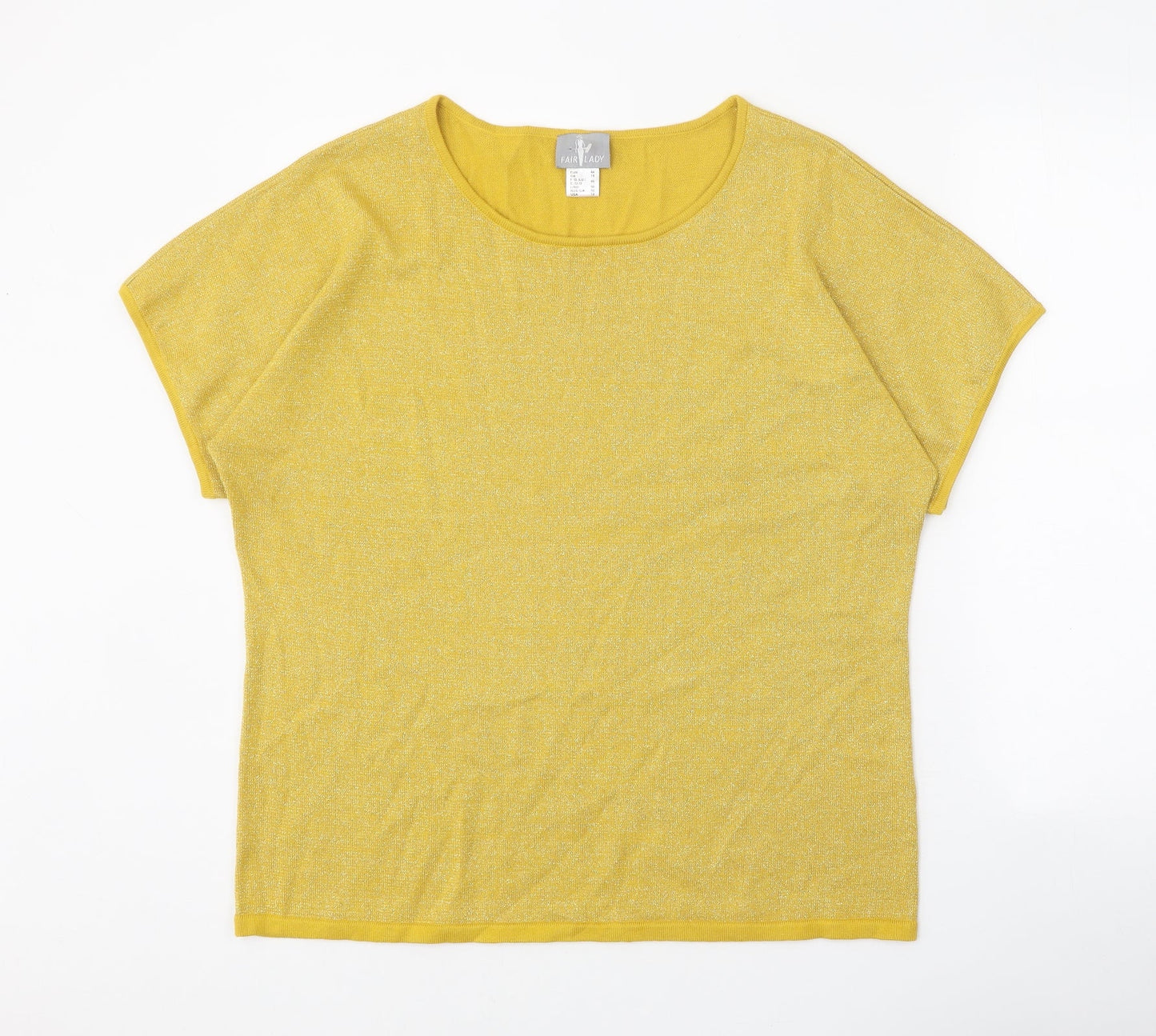 Fair Lady Womens Yellow Round Neck Cotton Pullover Jumper Size 18