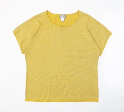 Fair Lady Womens Yellow Round Neck Cotton Pullover Jumper Size 18