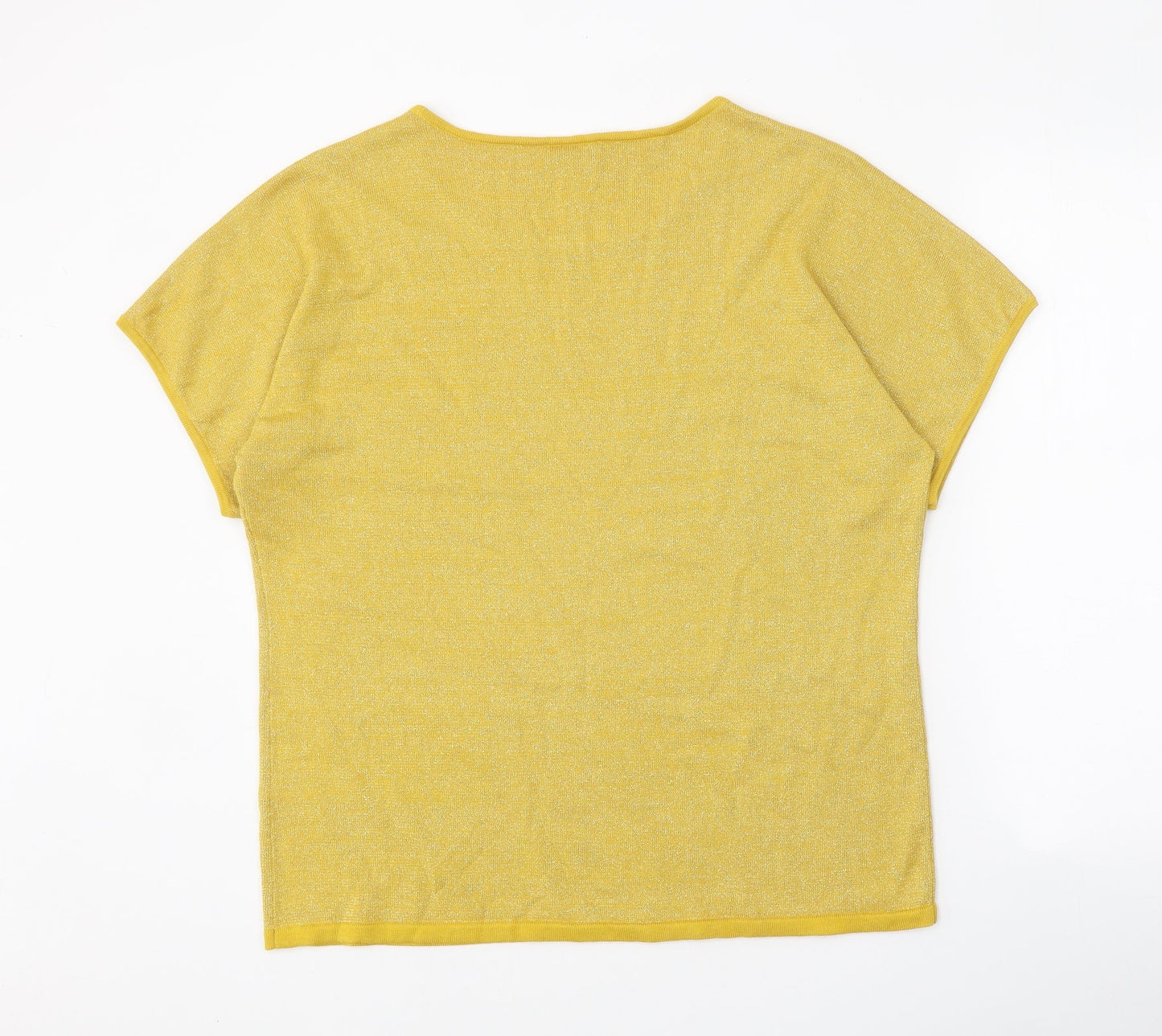 Fair Lady Womens Yellow Round Neck Cotton Pullover Jumper Size 18