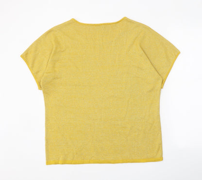 Fair Lady Womens Yellow Round Neck Cotton Pullover Jumper Size 18
