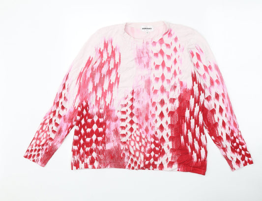 Gerard Womens Red Round Neck Geometric Viscose Pullover Jumper Size L