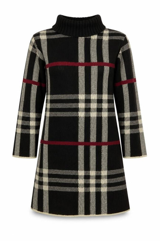 Gazelle Womens Black Geometric Acrylic Jumper Dress One Size Roll Neck Pullover