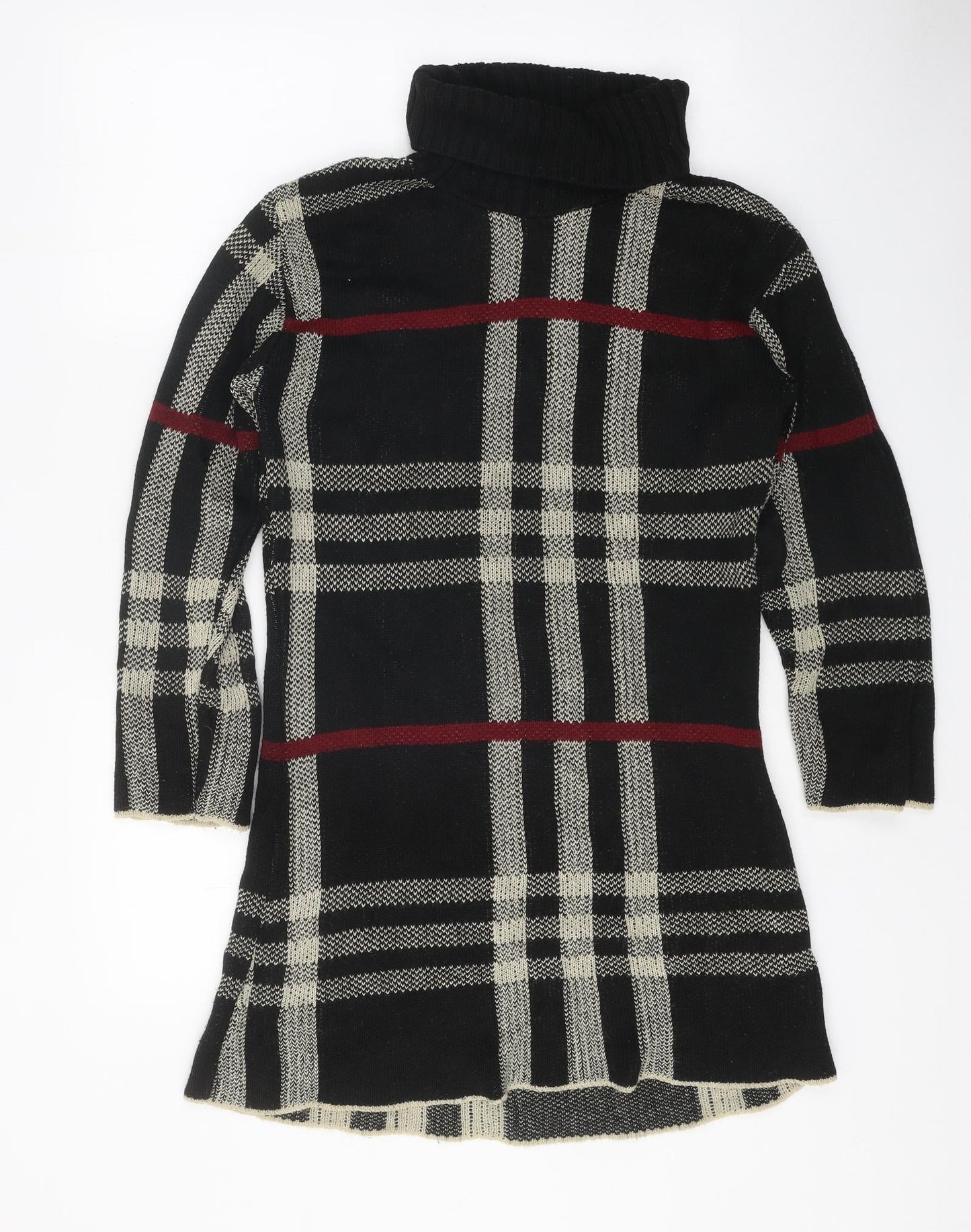 Gazelle Womens Black Geometric Acrylic Jumper Dress One Size Roll Neck Pullover