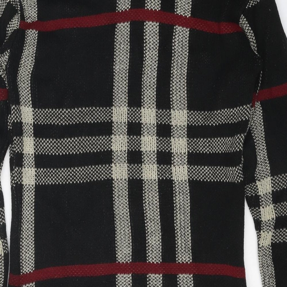 Gazelle Womens Black Geometric Acrylic Jumper Dress One Size Roll Neck Pullover