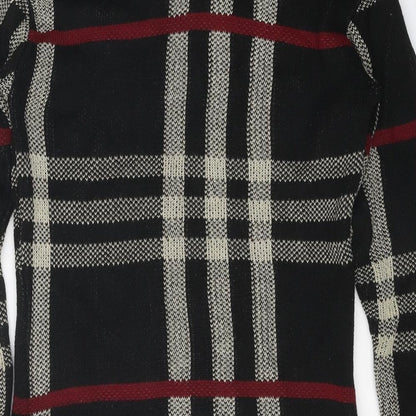 Gazelle Womens Black Geometric Acrylic Jumper Dress One Size Roll Neck Pullover