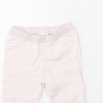 F&F Girls Pink Striped 100% Cotton Jogger Leggings Size 6-9 Months Pullover