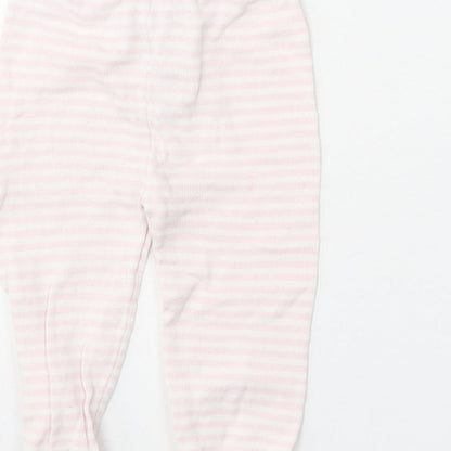 F&F Girls Pink Striped 100% Cotton Jogger Leggings Size 6-9 Months Pullover