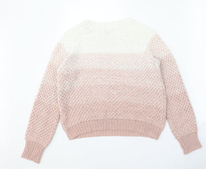 Red Herring Womens Pink Scoop Neck Acrylic Pullover Jumper Size 8
