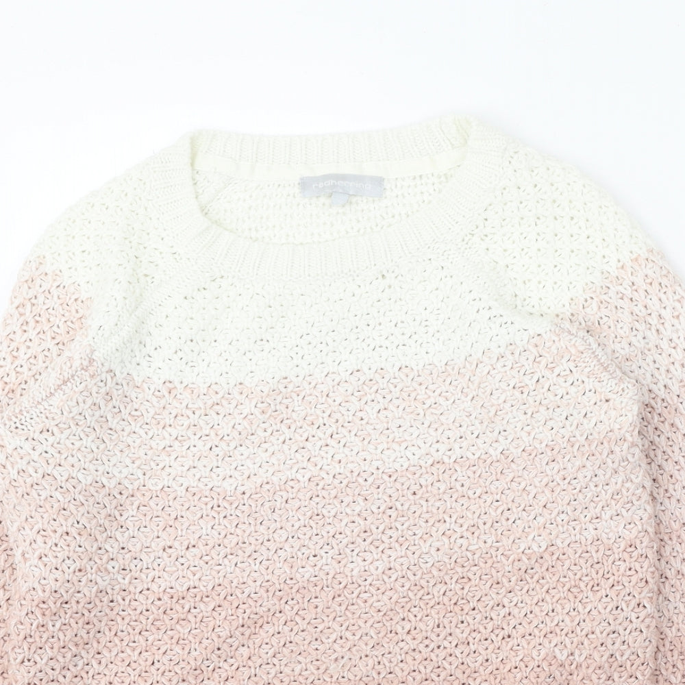 Red Herring Womens Pink Scoop Neck Acrylic Pullover Jumper Size 8