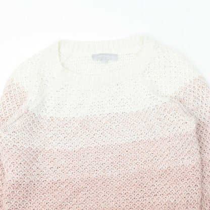 Red Herring Womens Pink Scoop Neck Acrylic Pullover Jumper Size 8