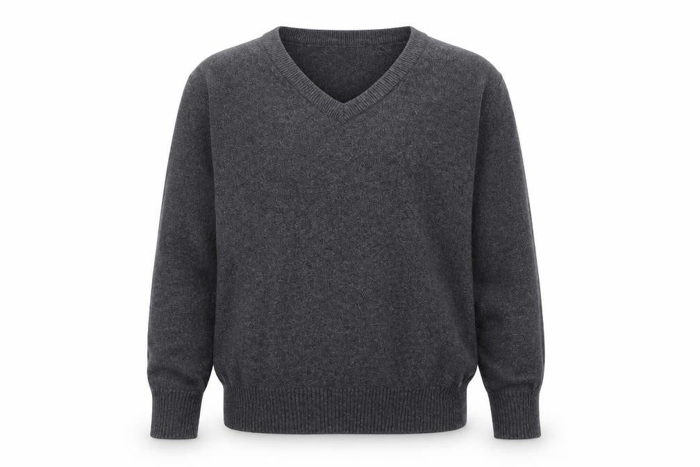 Marks and Spencer Girls Grey V-Neck Cotton Pullover Jumper Size 5-6 Years Pullover