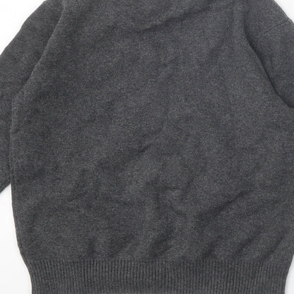 Marks and Spencer Girls Grey V-Neck Cotton Pullover Jumper Size 5-6 Years Pullover