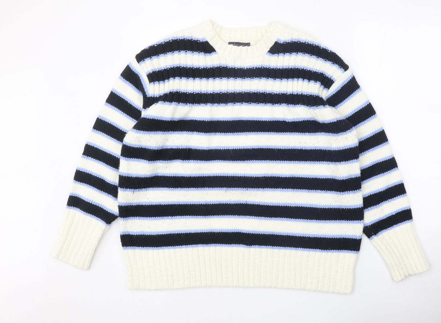 Womens UK Size L Marks and Spencer White Pullover Jumper