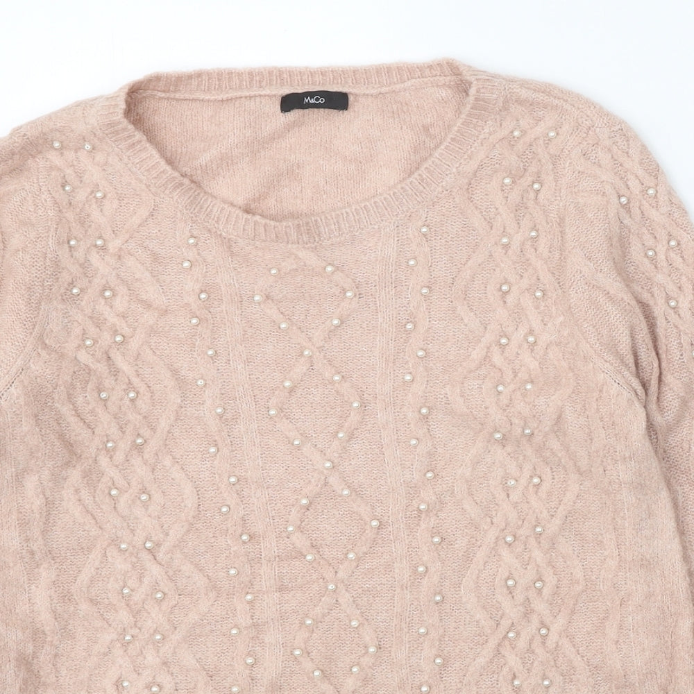 Womens UK Size 12 M&Co Pink Pullover Jumper