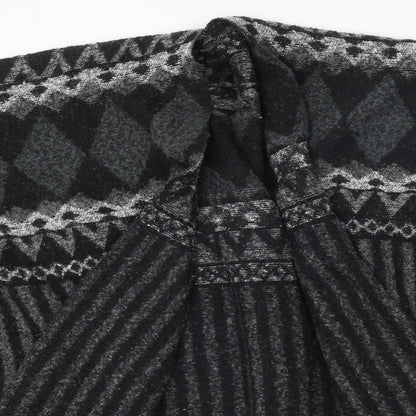 Steve Madden Womens Black V-Neck Geometric Polyester Cape Jumper One Size - Shawl