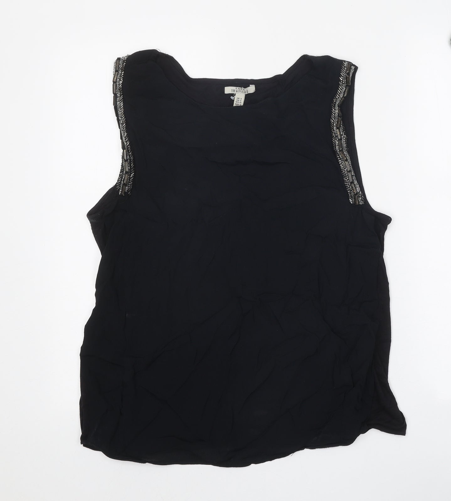 Womens UK Size S Zara Black Basic Tank