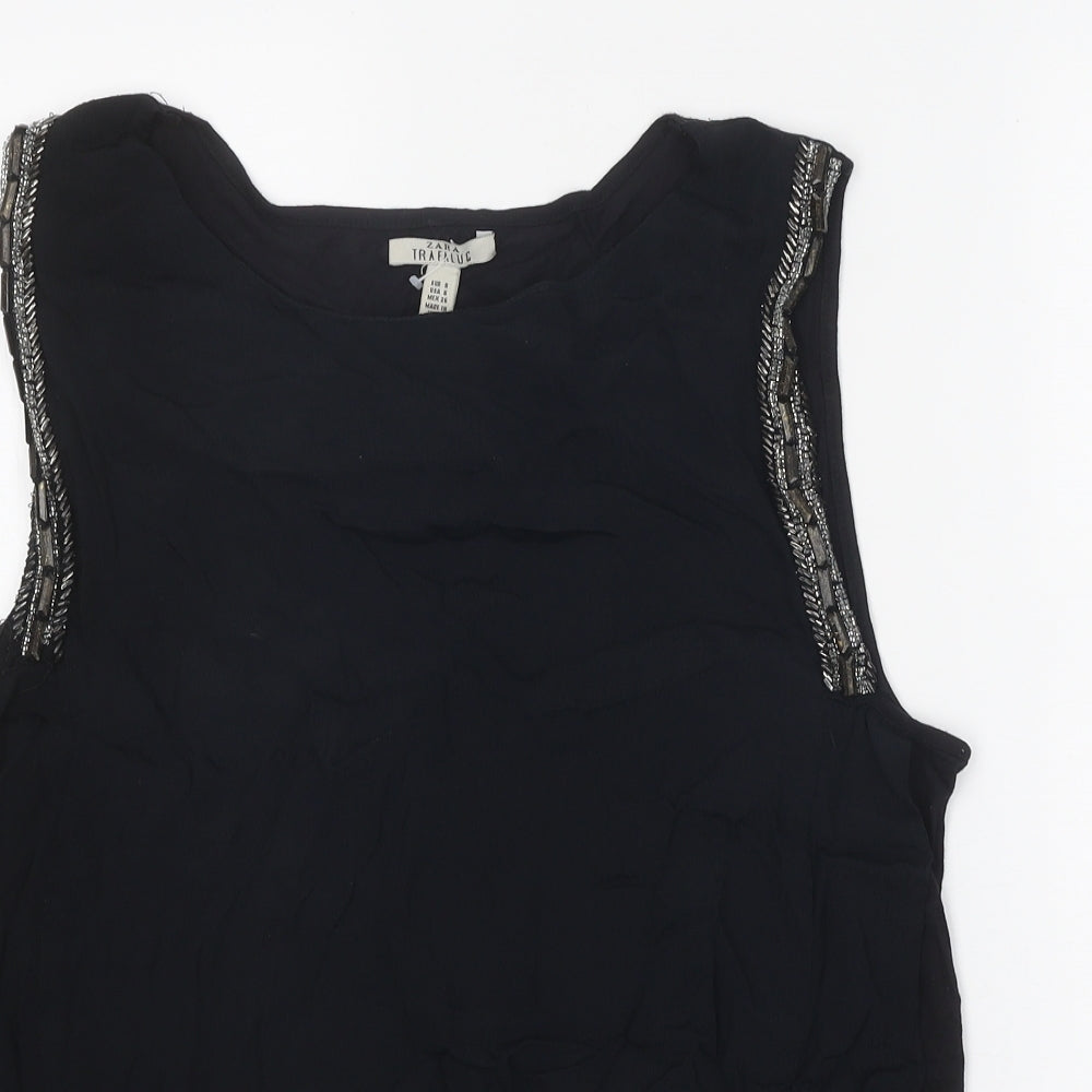 Womens UK Size S Zara Black Basic Tank