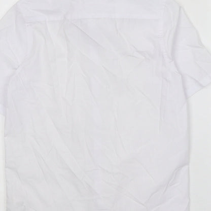 Marks & Spencer Boys White Polyester Basic Button-Up Size 10-11 Years Collared Button