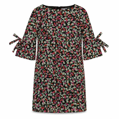 H&M Womens Multicoloured Floral Polyester A-Line Size 6 Round Neck Button