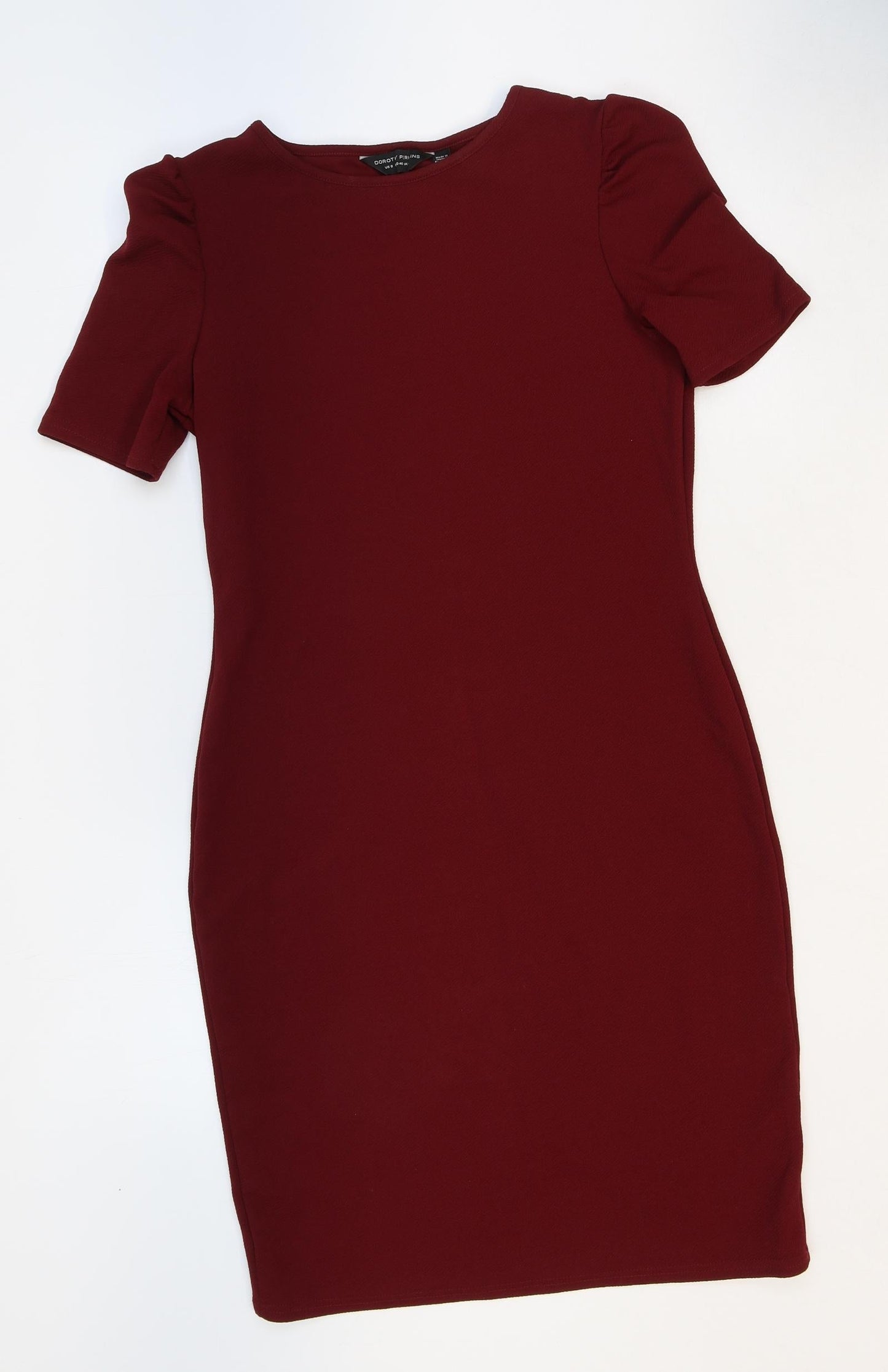Dorothy Perkins Womens Red Polyester Bodycon Size 12 Boat Neck Button