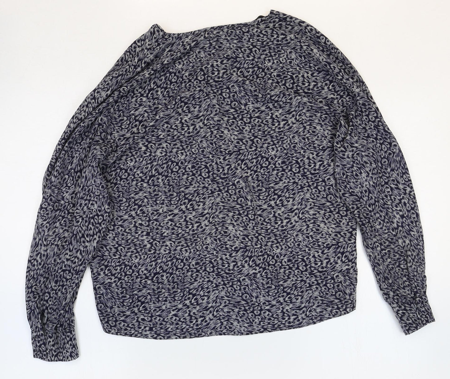 Primark Womens Grey Geometric Polyester Basic Blouse Size 10 V-Neck