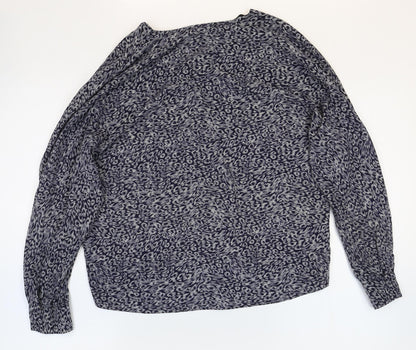 Primark Womens Grey Geometric Polyester Basic Blouse Size 10 V-Neck