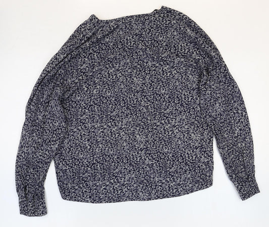 Primark Womens Grey Geometric Polyester Basic Blouse Size 10 V-Neck