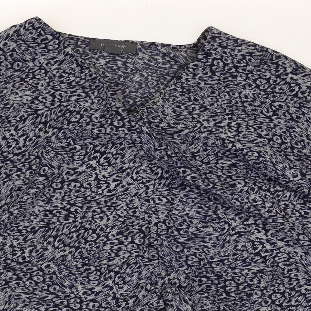 Primark Womens Grey Geometric Polyester Basic Blouse Size 10 V-Neck