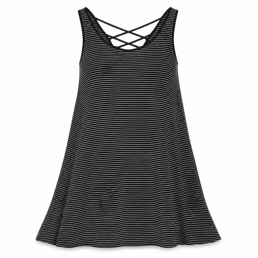 Heart Hips Womens Multicoloured Striped Rayon Trapeze & Swing Size S Scoop Neck Pullover