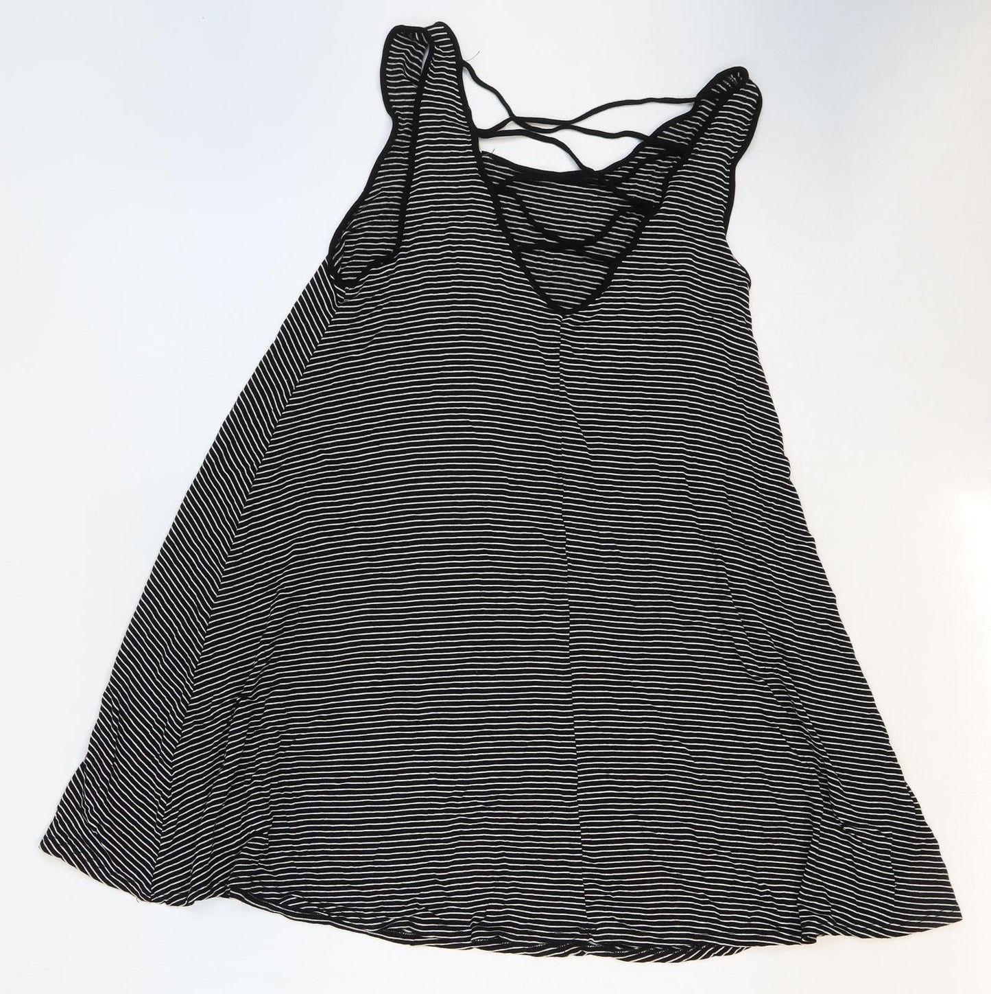 Heart Hips Womens Multicoloured Striped Rayon Trapeze & Swing Size S Scoop Neck Pullover