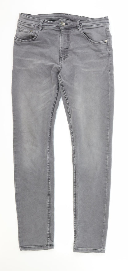 Avenue Womens Grey Polyester Trousers Size 8 Regular Button