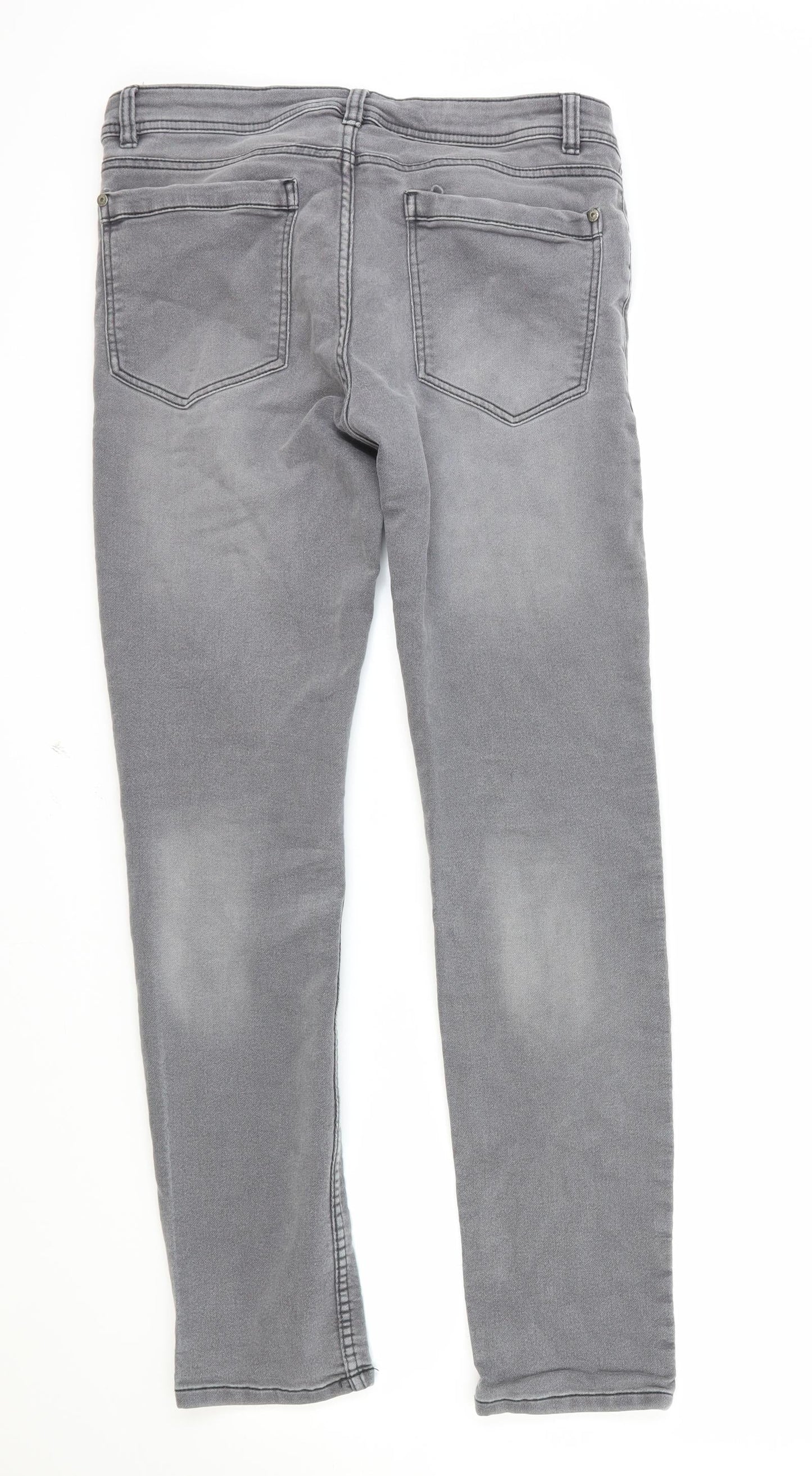 Avenue Womens Grey Polyester Trousers Size 8 Regular Button