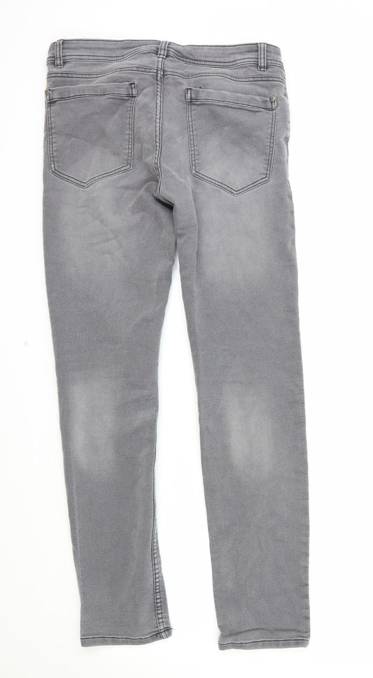 Avenue Womens Grey Polyester Trousers Size 8 Regular Button