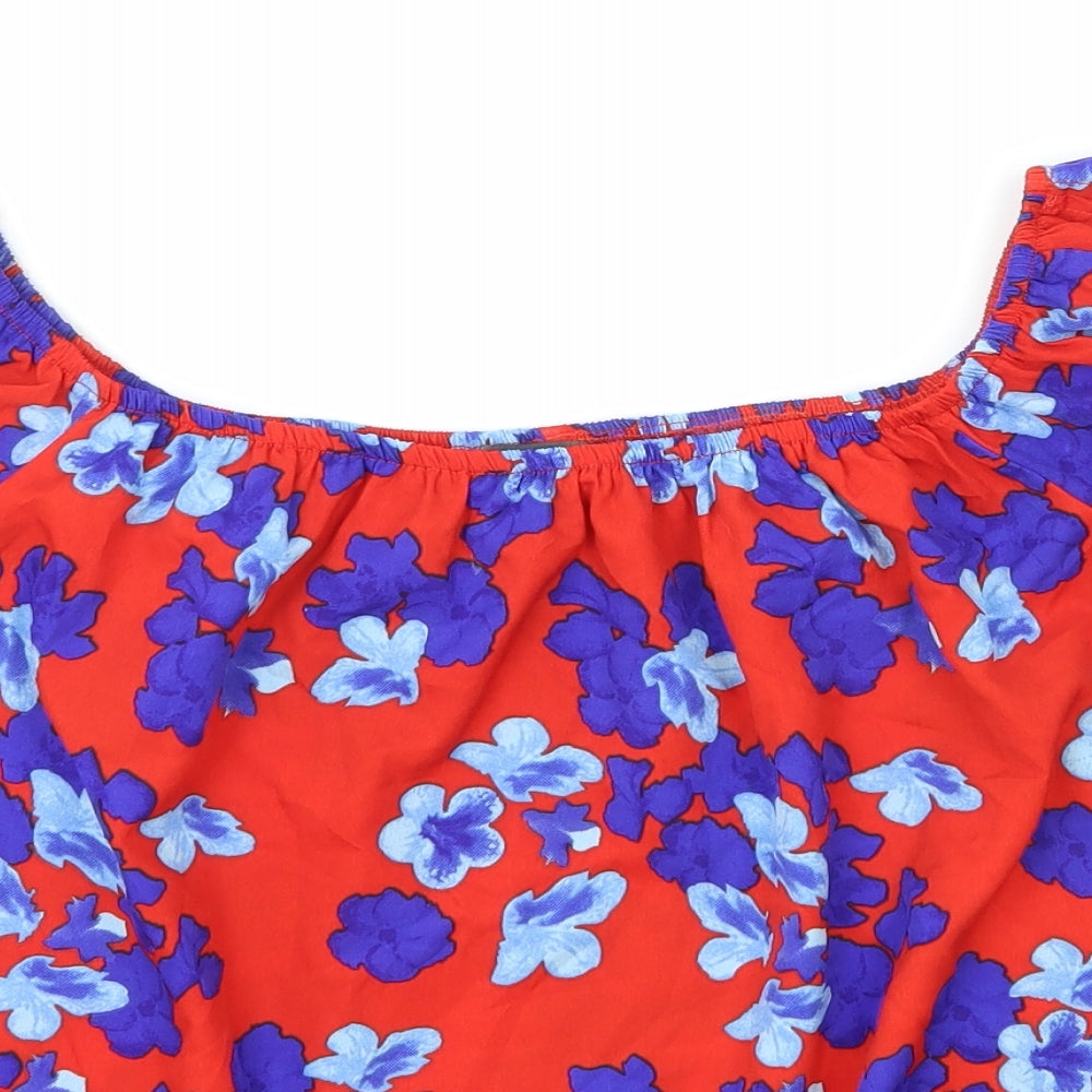 Primark Womens Red Floral Viscose Basic Blouse Size 14 Off the Shoulder