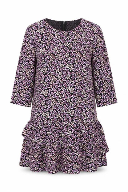 Great Plains Womens Black Floral Polyester Trapeze & Swing Size 10 Round Neck Zip